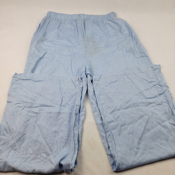NWT Pretty Little Thing pale blue linen blend drawstring extreme wide leg pants - Picture 7 of 8